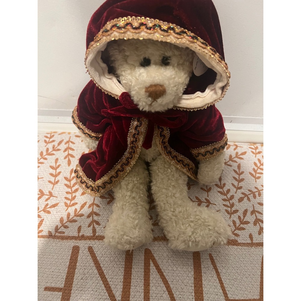 Ty Attic Treasures Gem Let It Snow Teddy Bear Plush Red Velvet Cloak Hooded 1993 - Picture 2 of 6
